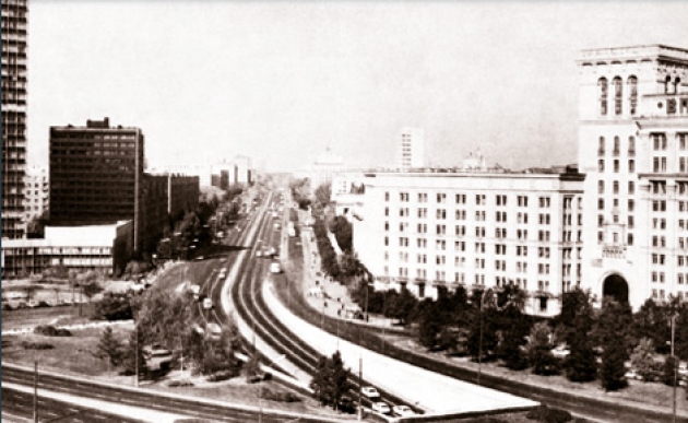 Москва, вид на развилку Ленинградского и Волоколамского шоссе, в районе Сокола. Начало 1990-х годов