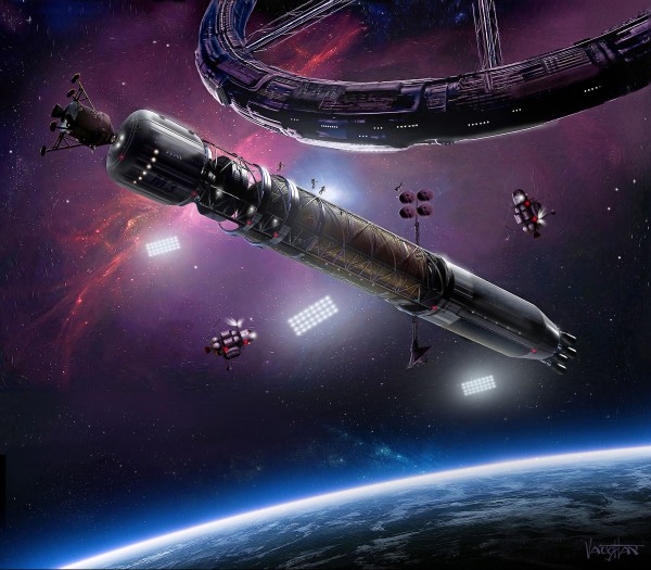 An artist’s impression of an Asgardian orbital station and manned space craft (James Vaughan/Asgardia)
