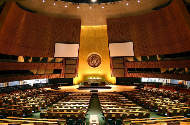 Зал Генеральной Ассамблеи ООН в Нью-Йорке