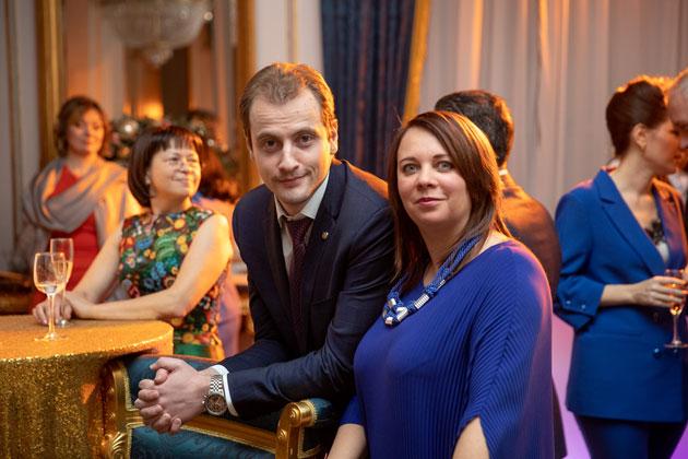 Игорь Ильин и Ирина Никифорова на праздничном новогоднем вечере руководителей «Социума»