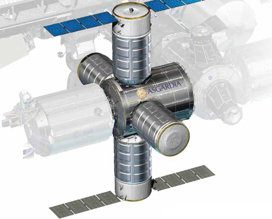  Узловой модуль «Асгардия» с двумя служебными отсеками и четыре вспомогательных отсека — элементы, способные заложить основу будущего «Земного ковчега Космической нации»