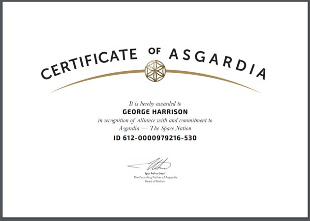 When you join Asgardia, you get a nice little document to prove it