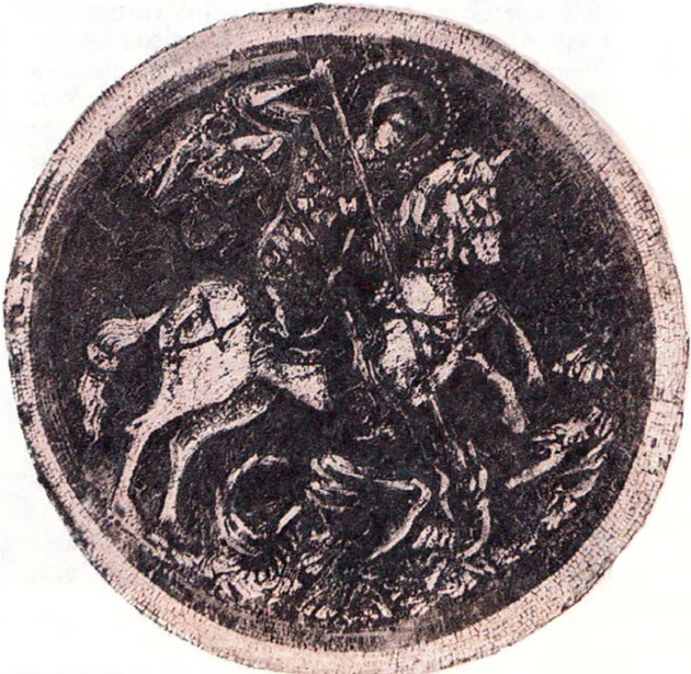 Святой Георгий-змееборец. Работа византийских мастеров XIV в. (мозаика). Лувр, Париж