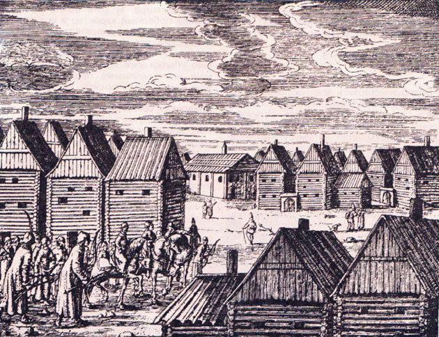 Улица Москвы. Немецкая гравюра XVII века