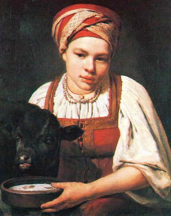 А. Венецианов. Крестьянская девушка с теленком