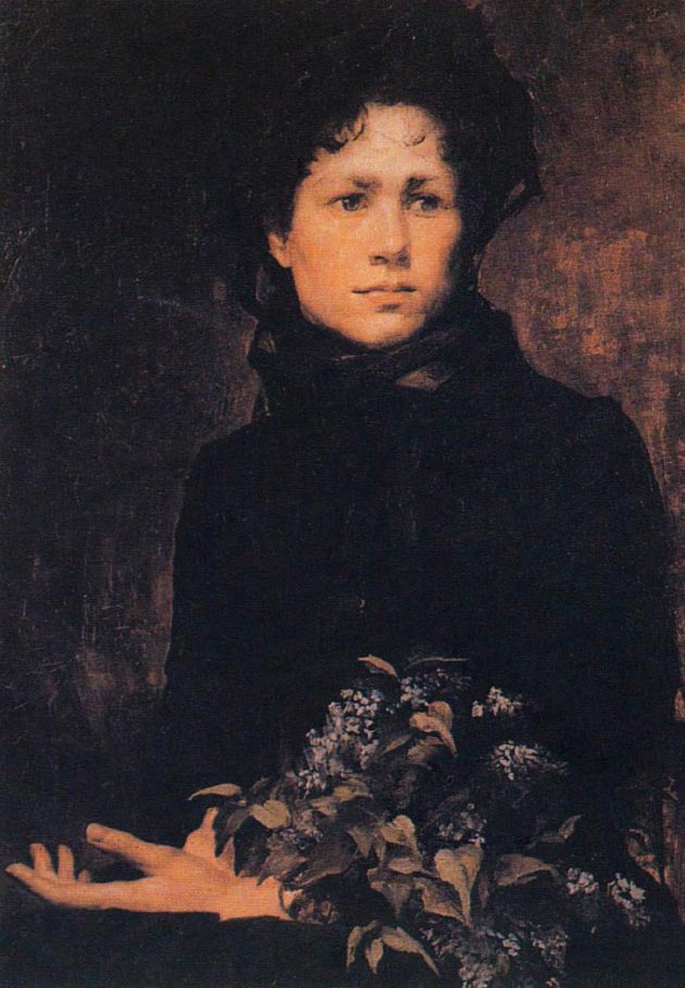 Молодая женщина с букетом сирени. 1881 г,