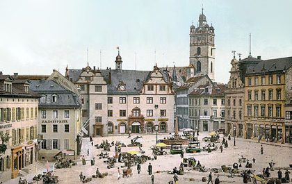 Дармштадт. Рыночная площадь. Гравюра XIX века