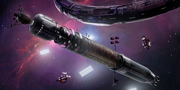 Rocket at space station art | James Vaughan/Asgardia