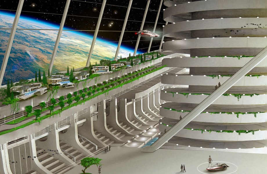  The interior of a space colony as visualized for the space-based nation Asgardia. James Vaughan/Asgardia